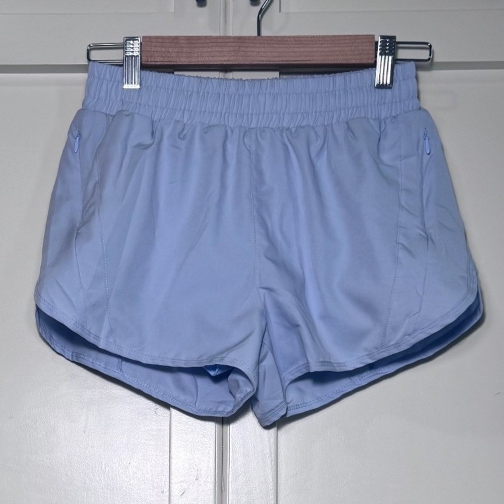 Lululmn Tracker Athletic Running Shorts Light Blue Women Elastic Waist Small